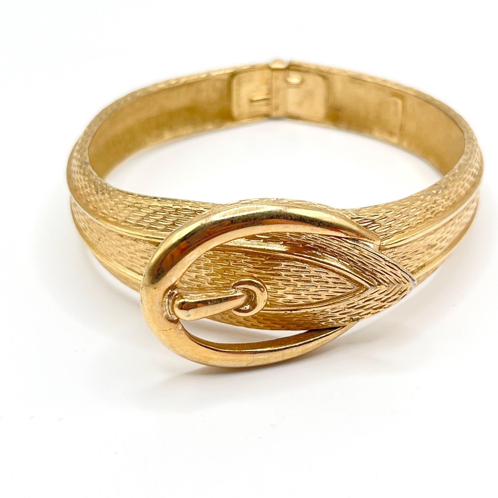 Vintage 80s Avon Gold Tone Belt Buckle Hinged Cuff Bracelet | Comes w/ Gift Box